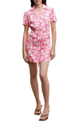 MANGO Floral Woven Shirtdress in Vanilla/Pink