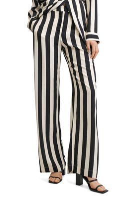 MANGO Flowy Stripe Pants in Black