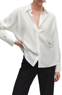 MANGO Fluid Button-Up Shirt in Off White