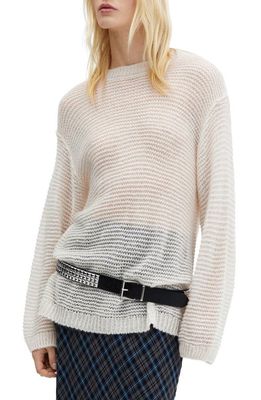 MANGO Grumpi Open Stitch Jersey Sweater in Light Beige