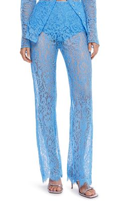 MANGO Guipure Lace Semisheer High Waist Palazzo Pants in Blue