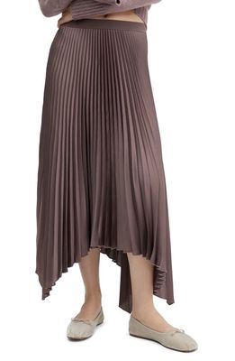 MANGO Handkerchief Hem Pleat Skirt in Medium Brown