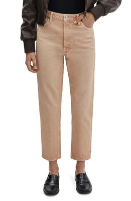 MANGO High Waist Ankle Mom Jeans in Sand