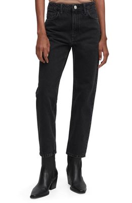 MANGO High Waist Ankle Tapered Mom Jeans in Black Denim