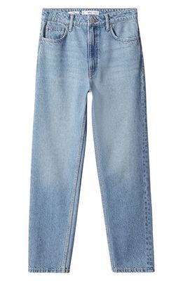 MANGO High Waist Ankle Tapered Mom Jeans in Medium Blue