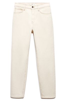 MANGO High Waist Ankle Tapered Mom Jeans in Off White