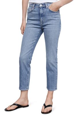 MANGO High Waist Crop Slim Jeans in Medium Blue