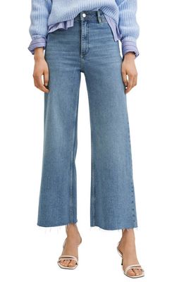 MANGO High Waist Culotte Jeans in Medium Blue