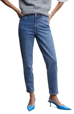 MANGO High Waist Mom Jeans in Medium Blue