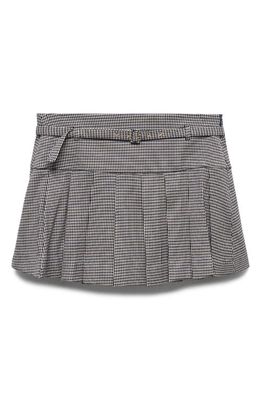 MANGO Houndstooth Belted Miniskirt in Blue