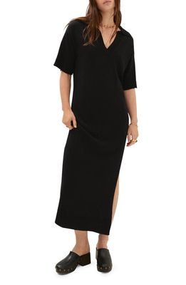 MANGO Johnny Collar Knit Sweater Dress in Black