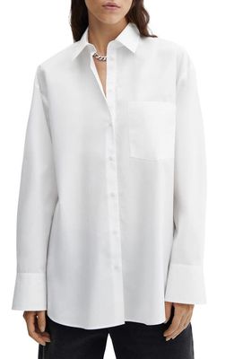 MANGO Juanes Oversize Button-Up Shirt in White