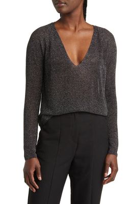 MANGO Kling Jersey V-Neck Sweater in Black