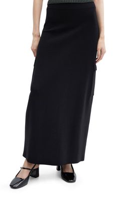 MANGO Knit Cargo Pocket Maxi Skirt in Black