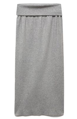 MANGO Knit Midi Skirt in Medium Heather Grey
