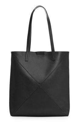 MANGO Leather Shopper Bag in Black