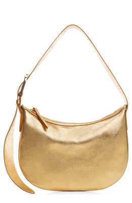 MANGO Leather Shoulder Bag in Gold