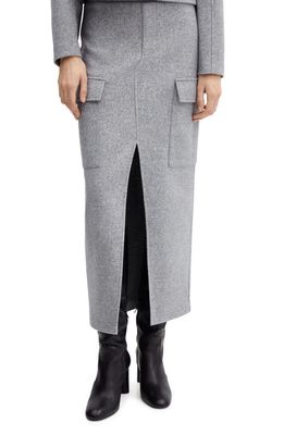MANGO Max Knit Cargo Maxi Skirt in Medium Grey
