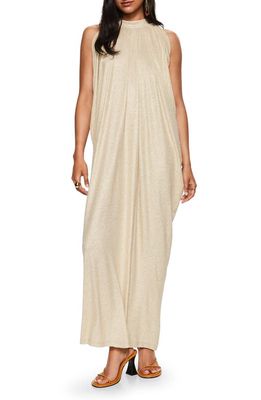 MANGO Metallic Knit Maxi Dress in Gold