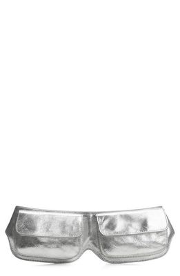 MANGO Metallic Leather Belt Bag in Silver