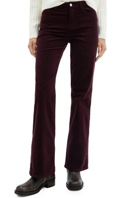 MANGO Mid Rise Flare Corduroy Jeans in Wine