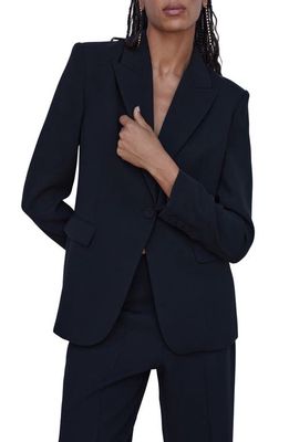 MANGO One-Button Blazer in Black