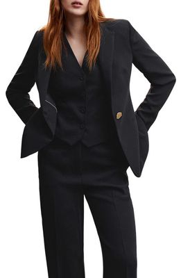 MANGO One-Button Suit Blazer in Black