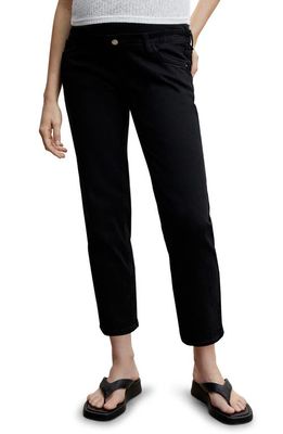 MANGO Over the Bump Crop Straight Leg Maternity Jeans in Black Denim