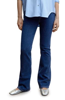 MANGO Over the Bump Flare Maternity Jeans in Dark Blue