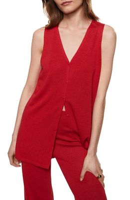 MANGO Oversize Button Front Sweater Vest in Strawberry