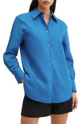 MANGO Oversize Cotton Shirt in Blue