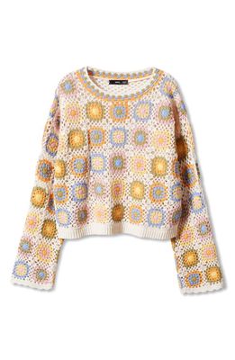 MANGO Oversize Crochet Sweater in Ecru