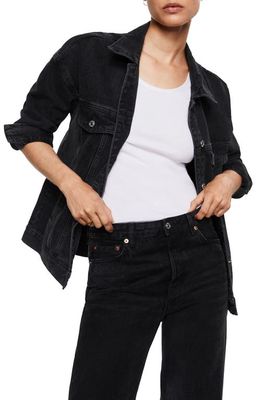 MANGO Oversize Denim Jacket in Black Denim