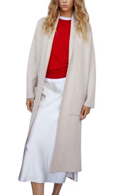MANGO Oversize Knit Coat in Light Pastel Grey