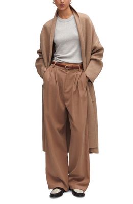 MANGO Oversize Knit Coat in Medium Brown