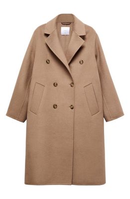 MANGO Oversize Wool Blend Coat in Medium Brown