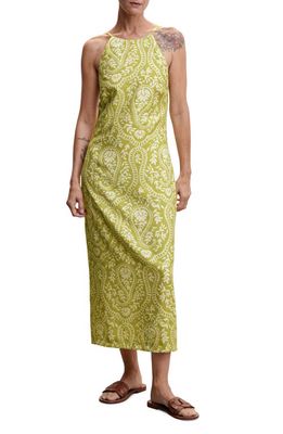 MANGO Paisley Halter Neck Dress in Pastel Green