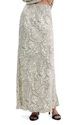 MANGO Paisley Print High Waist Maxi Skirt in Ivory