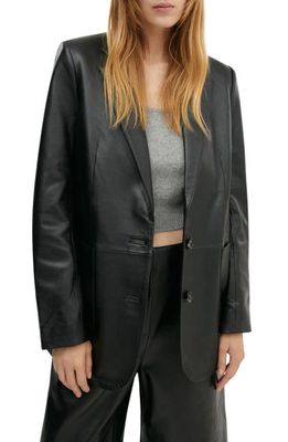 MANGO Pieced Leather Jacket in Black