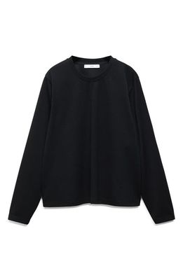 MANGO Pintuck Sweatshirt in Black