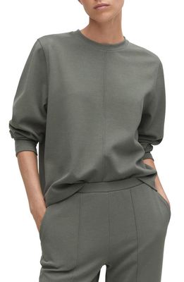 MANGO Pintuck Sweatshirt in Grey