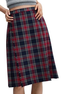 MANGO Plaid A-Line Skirt in Red