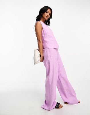 Mango pleat front tailored pants in pink - part of a set