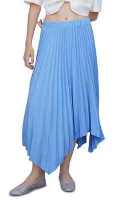 MANGO Pleated Handkerchief Hem Skirt in Blue