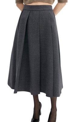 MANGO Pleated Midi Skirt in Grey