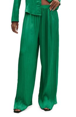 MANGO Pleated Palazzo Pants in Green