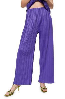 MANGO Pleated Palazzo Pants in Violet