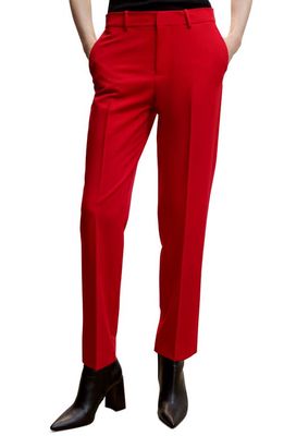 MANGO Pleated Straight Leg Suit Pants in Red