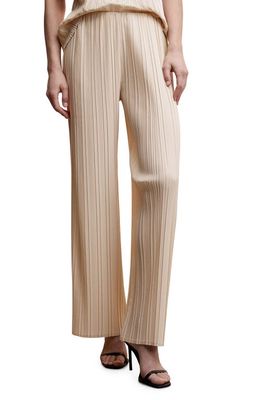 MANGO Pleated Wide Leg Pants in Off White