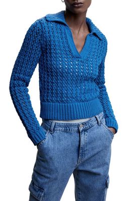 MANGO Polo Sweater in Blue